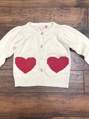 Pink Chicken 4Y Heart Cardigan Sweater